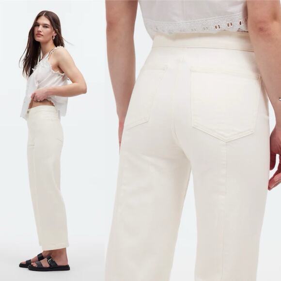 Madewell Emmett Wide Leg Crop Jeans Tile White Sz 26 Minimalist Nautical Coastal - Picture 4 of 11